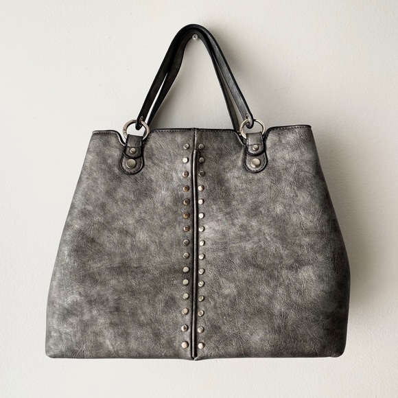 coco + carmen Handbags - COCO + CARMEN Metallic Gunmetal Gray Tote Handbag